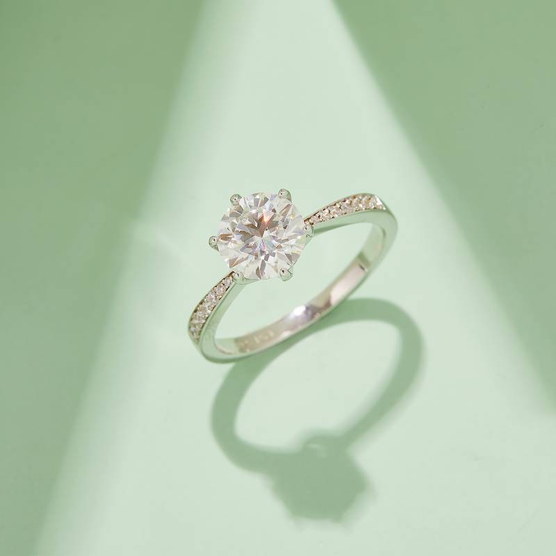 微镶灵动S925银镀白金MoissaniteWomen's Ring1.5ctD级